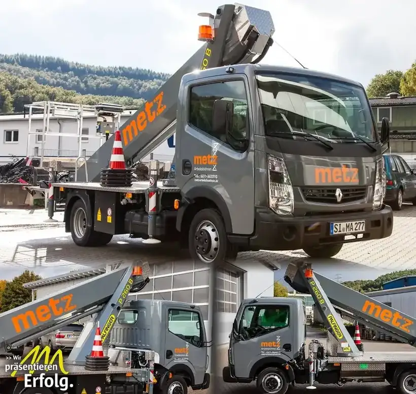 Arbeitsbühnen-LKW metz – Fahrzeugbeschriftung von Münch Werbetechnik Siegen