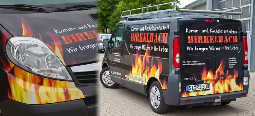 Kastenwagen Birkelbach Kaminbau – Fahrzeugbeschriftung von Münch Werbetechnik Siegen
