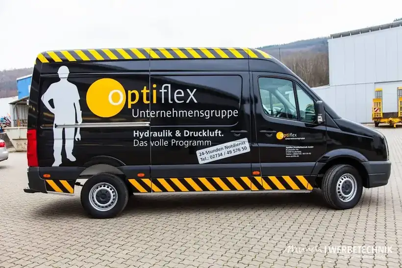 Optiflex Transporter Heckseite – Fahrzeugbeschriftung von Münch Werbetechnik