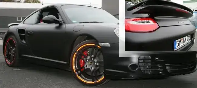 Porsche schwarz matt Folierung – Fahrzeugbeschriftung von Münch Werbetechnik Siegen